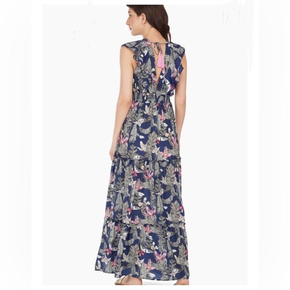 America & Beyond Tropical "Maui Nights Tiered Maxi Dress - Picture 2 of 10